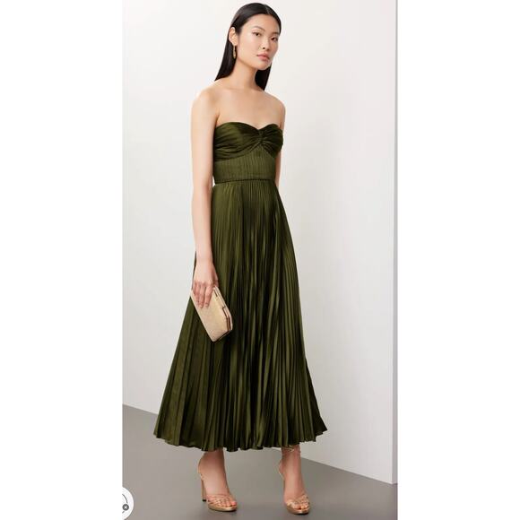 AMUR Green Satin Belle Dress - Picture 1 of 10